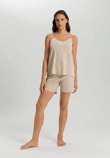 Natural Elegance Spaghetti Camisole Short Pajama Set | Toffee Melange 74962-3012